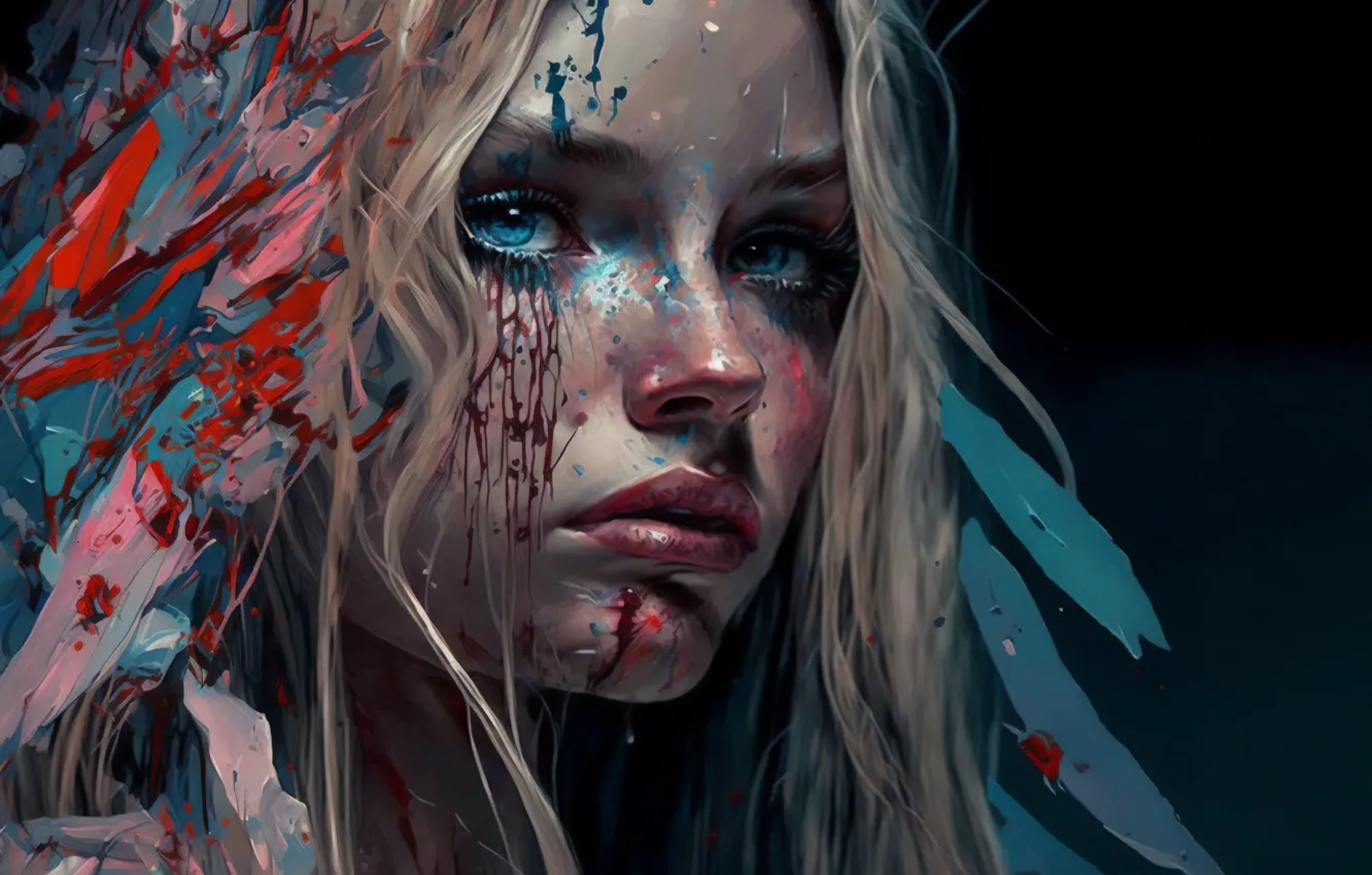 Фото обои взгляд, портрет, голубые глаза, blue eyes, look, digital art, portrait, цифровое искусство