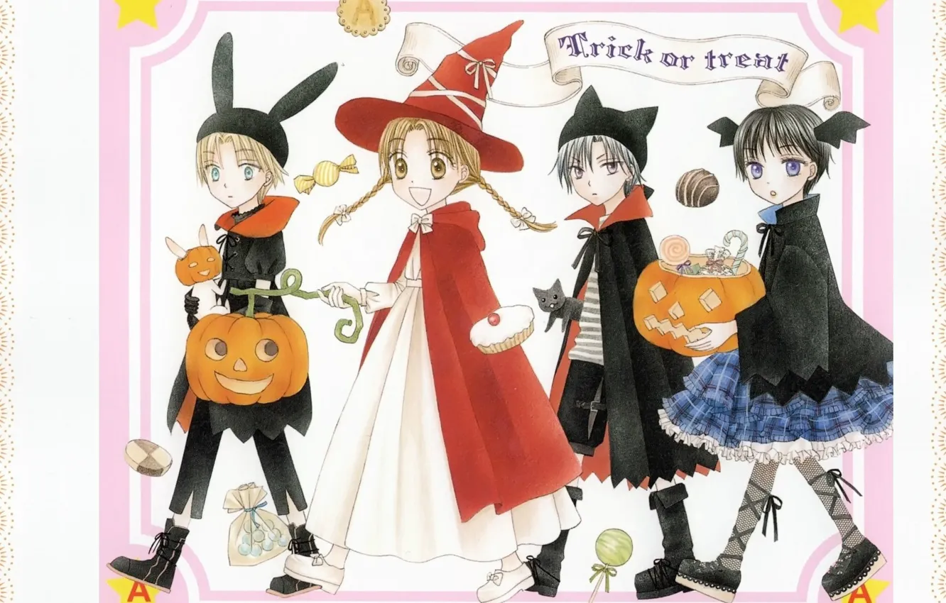 Фото обои улыбка, ботинки, сладости, Halloween, косички, ушки, красный плащ, witch