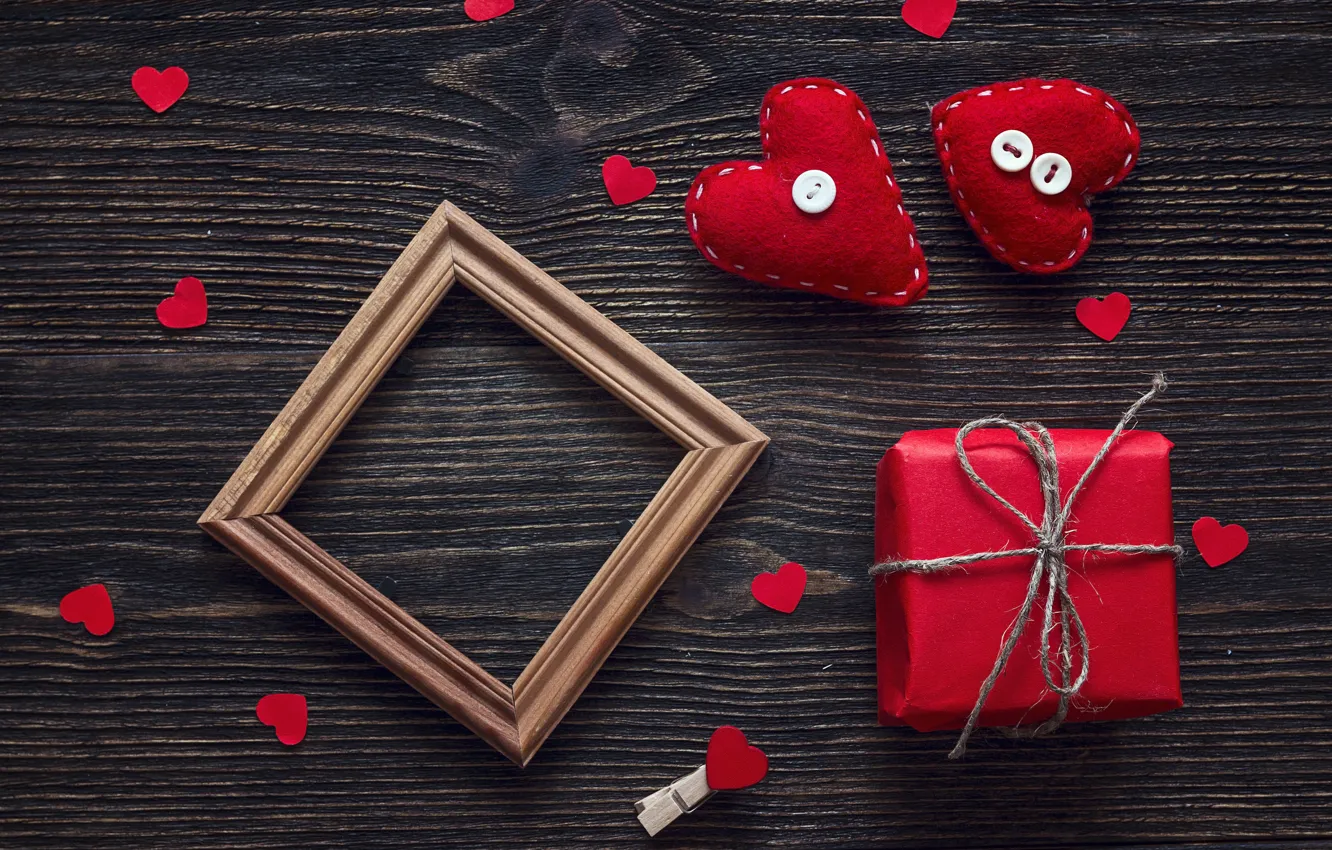 Фото обои любовь, подарок, сердце, сердечки, red, love, heart, wood