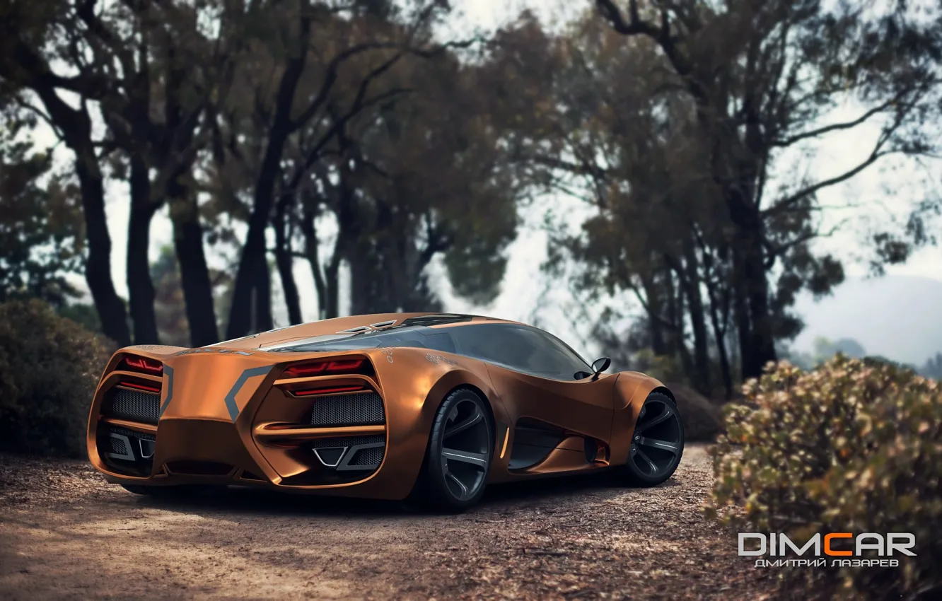 Фото обои Concept, Car, Lada, Gold, 2014, Rear, Raven, by Dmitry Lazarev