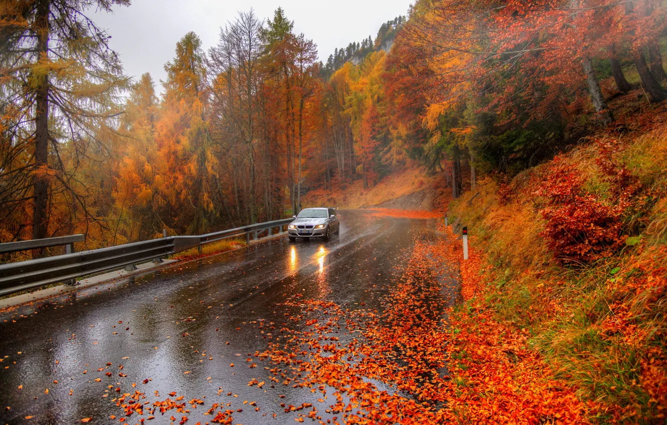 Фото обои авто, осень, италия, альпы