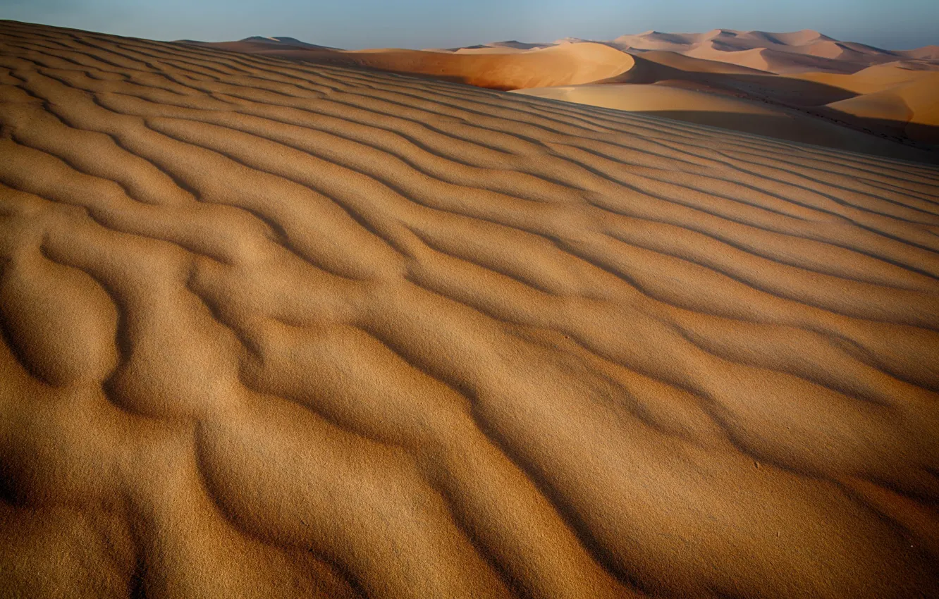 Фото обои песок, небо, барханы, холмы, пустыня, дюны