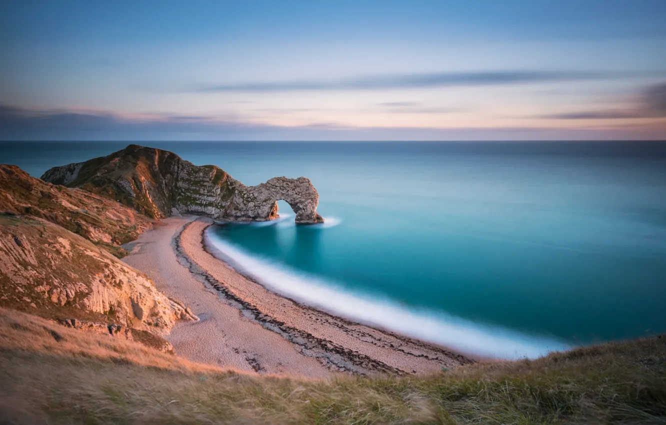 Фото обои море, пляж, скала, арка