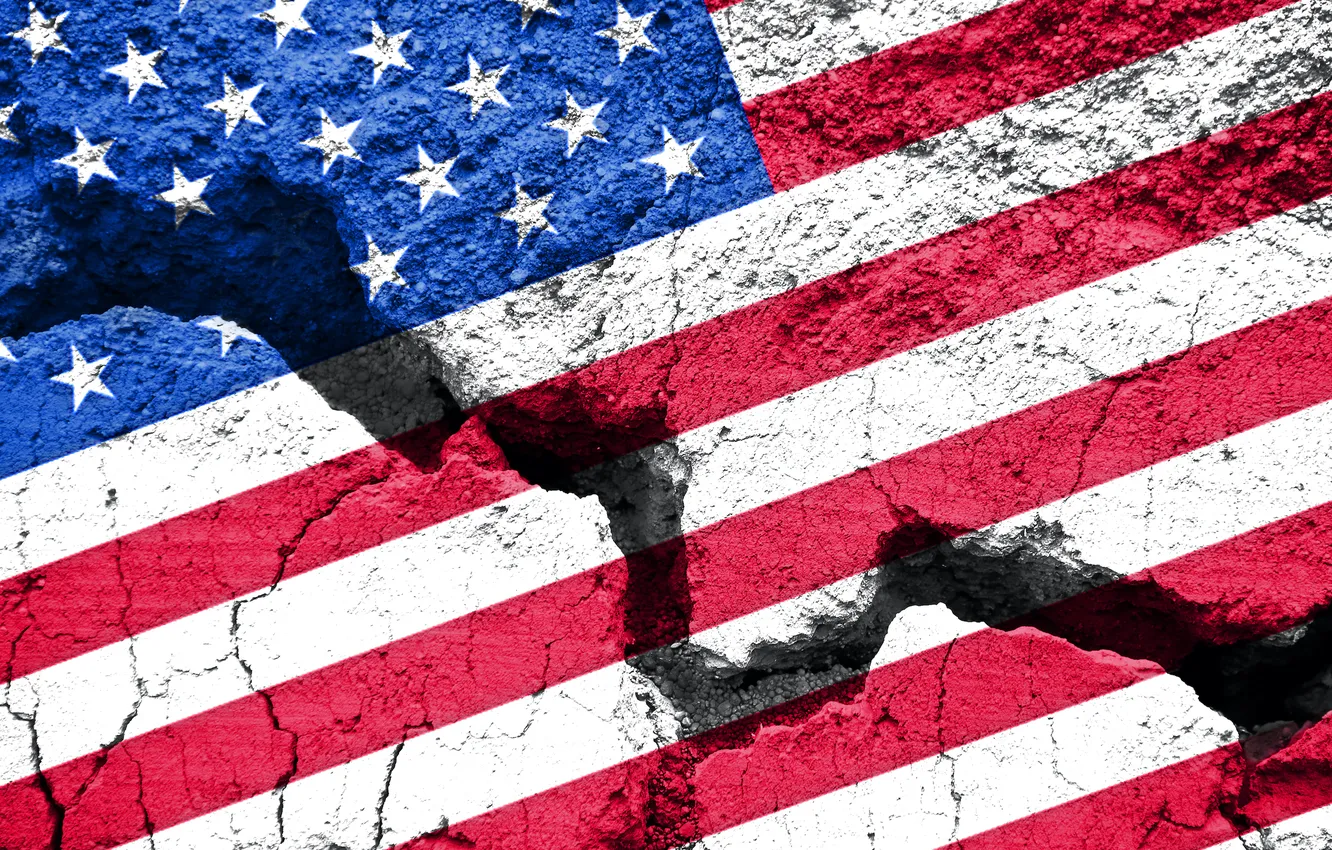 Фото обои United States, flag, rift, economy, breakup