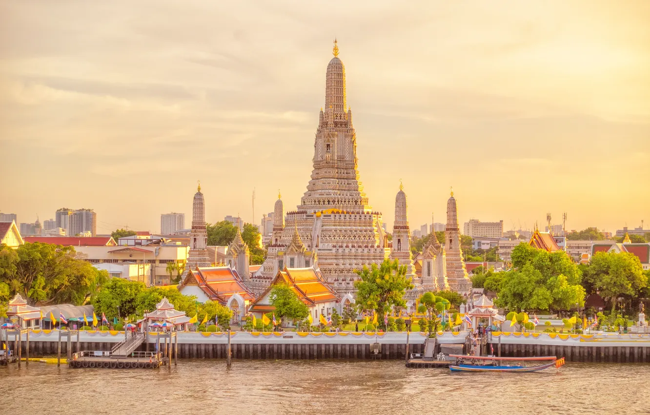 Фото обои background, architecture, ancient, Asia, Bangkok, attraction, arun