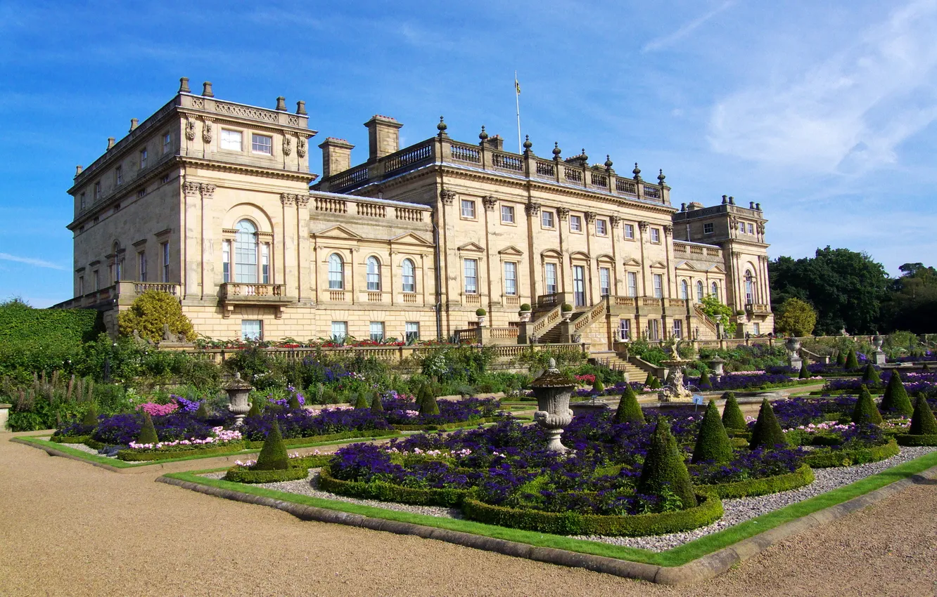 Фото обои город, дом, фото, Англия, Harewood House