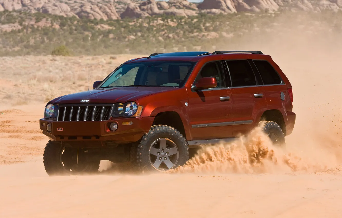 Фото обои дорога, песок, небо, пустыня, jeep, отличные обои