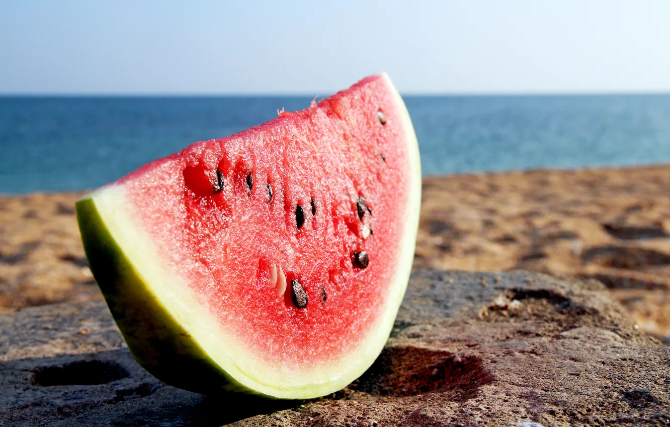 Фото обои пляж, берег, арбуз, кусок, ломтик, water melon