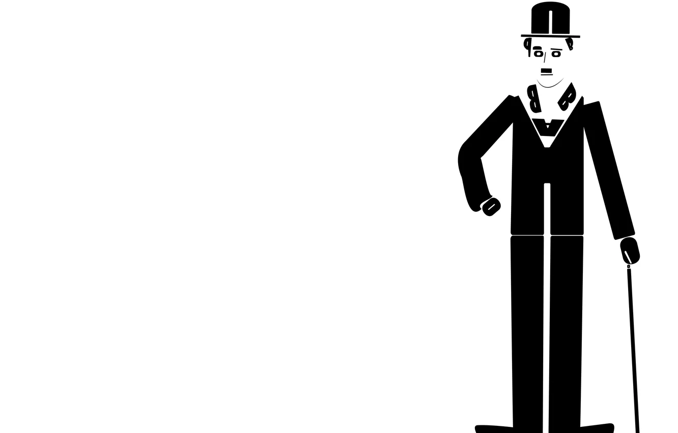 Фото обои Comedian, Adobe, Illustrator, Charlie Chaplin, Minimalism, Comedy, Black and white, Charlie