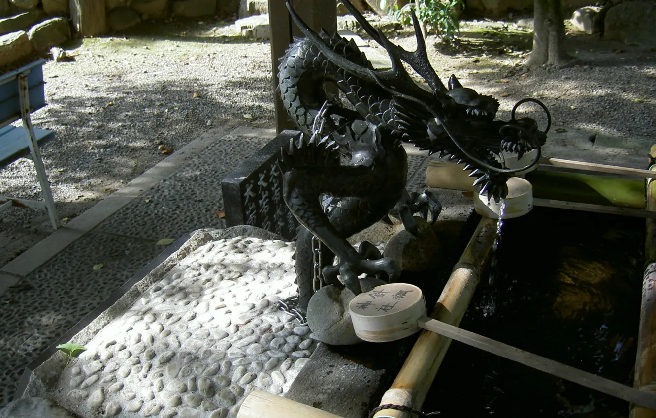 Фото обои дракон, Япония, колодец, Japan, Kyoto