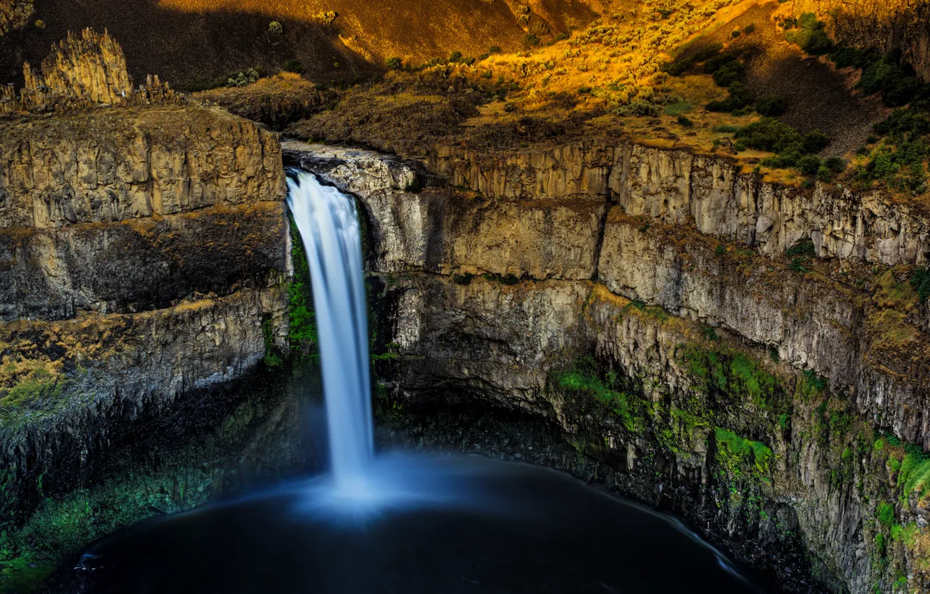 Фото обои камни, скалы, водопад, каньон, Вашингтон, США, Palouse Falls