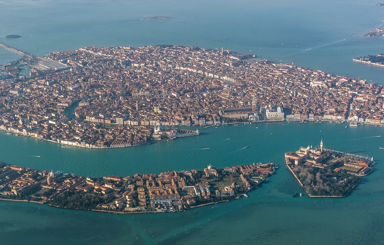 Фото обои море, острова, дома, Италия, панорама, Венеция, каналы