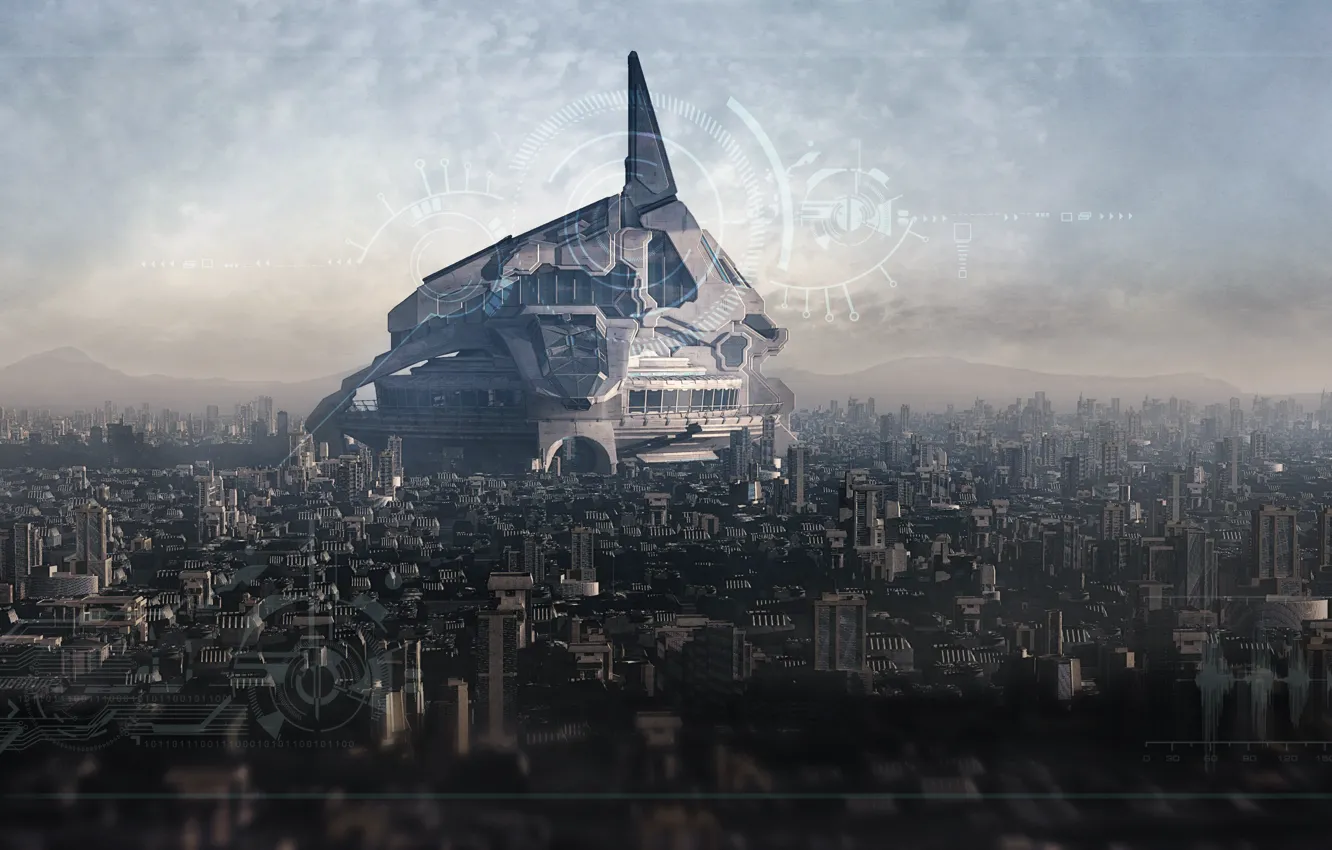 Фото обои небо, город, здания, сооружение, мегаполис