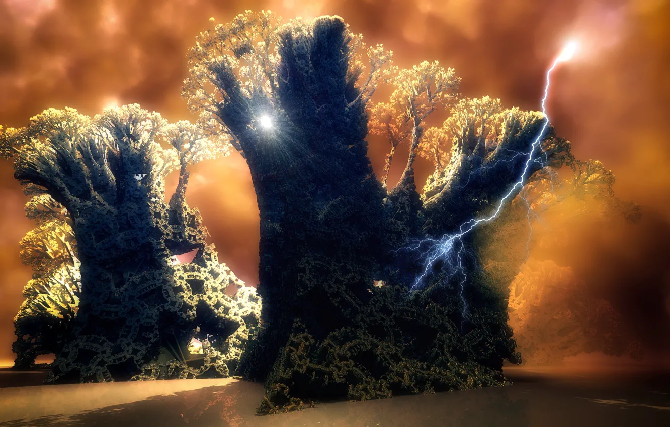 Фото обои фон, цвет, форма, Trees in the Sandstorm