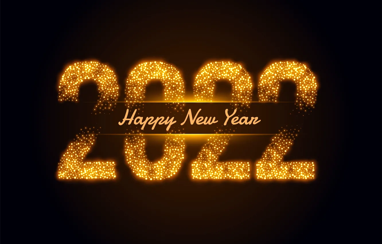 Фото обои золото, цифры, Новый год, golden, черный фон, new year, happy, decoration