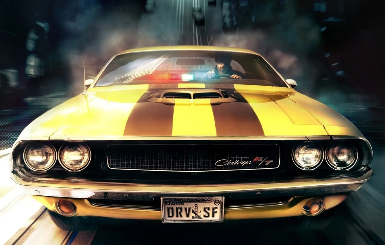 Фото обои скорость, погоня, Driver, Dodge Challenger R/T