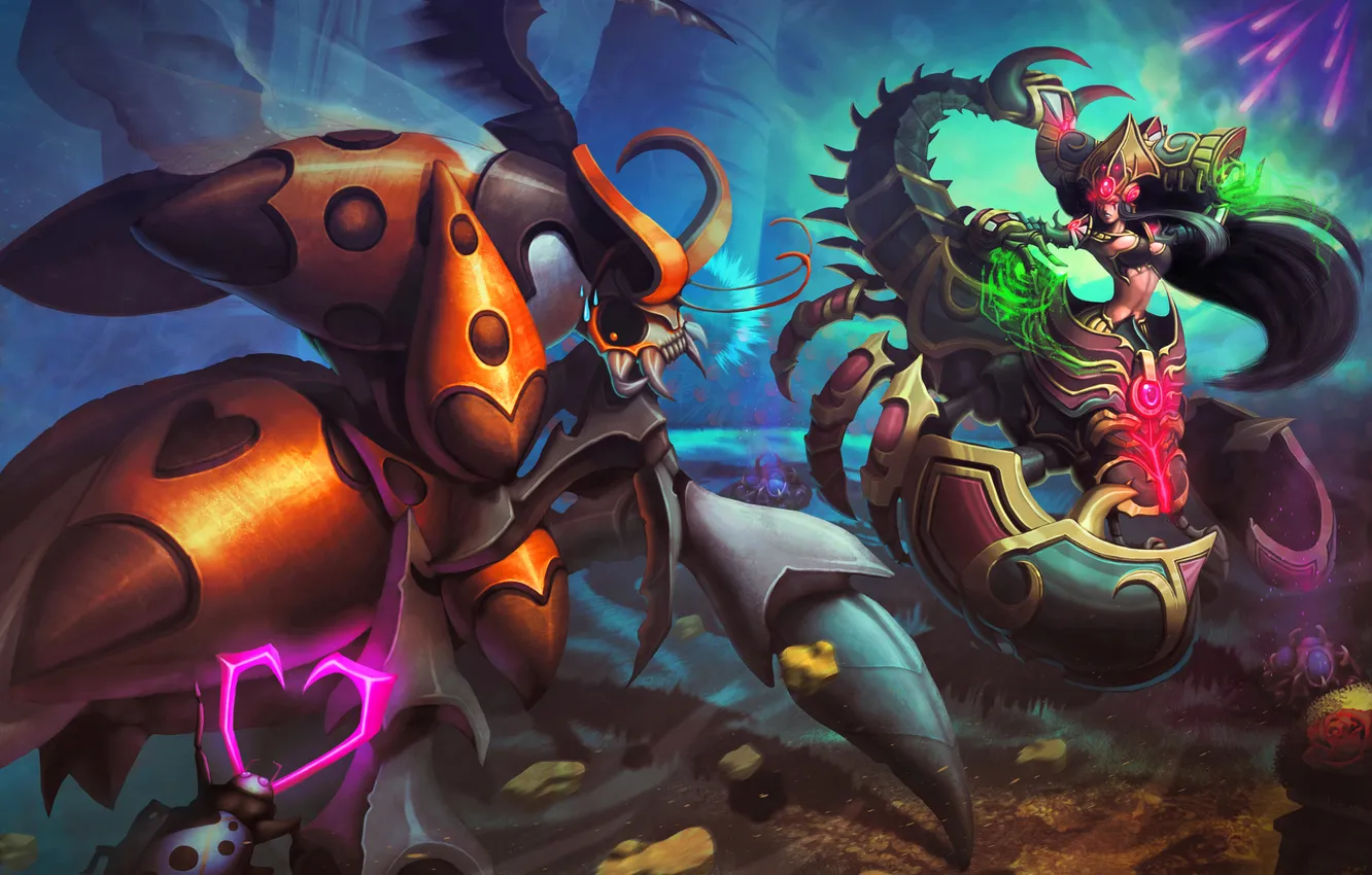 Фото обои арт, жуки, скорпион, blizzard, heroes of the storm, zagara, anubarak