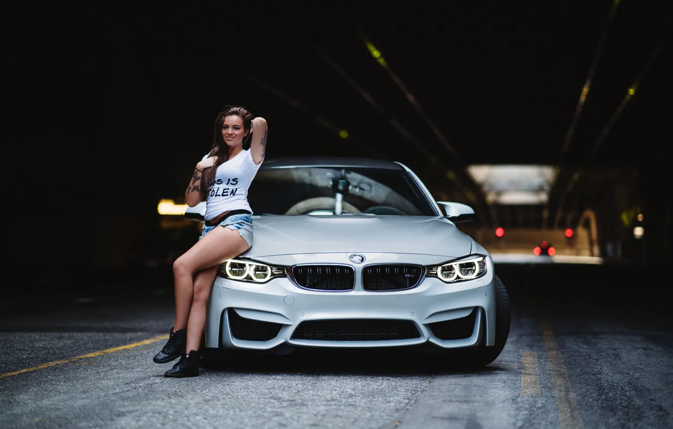 Фото обои BMW, Girl, Light, Beautiful, Silver, F82, LED