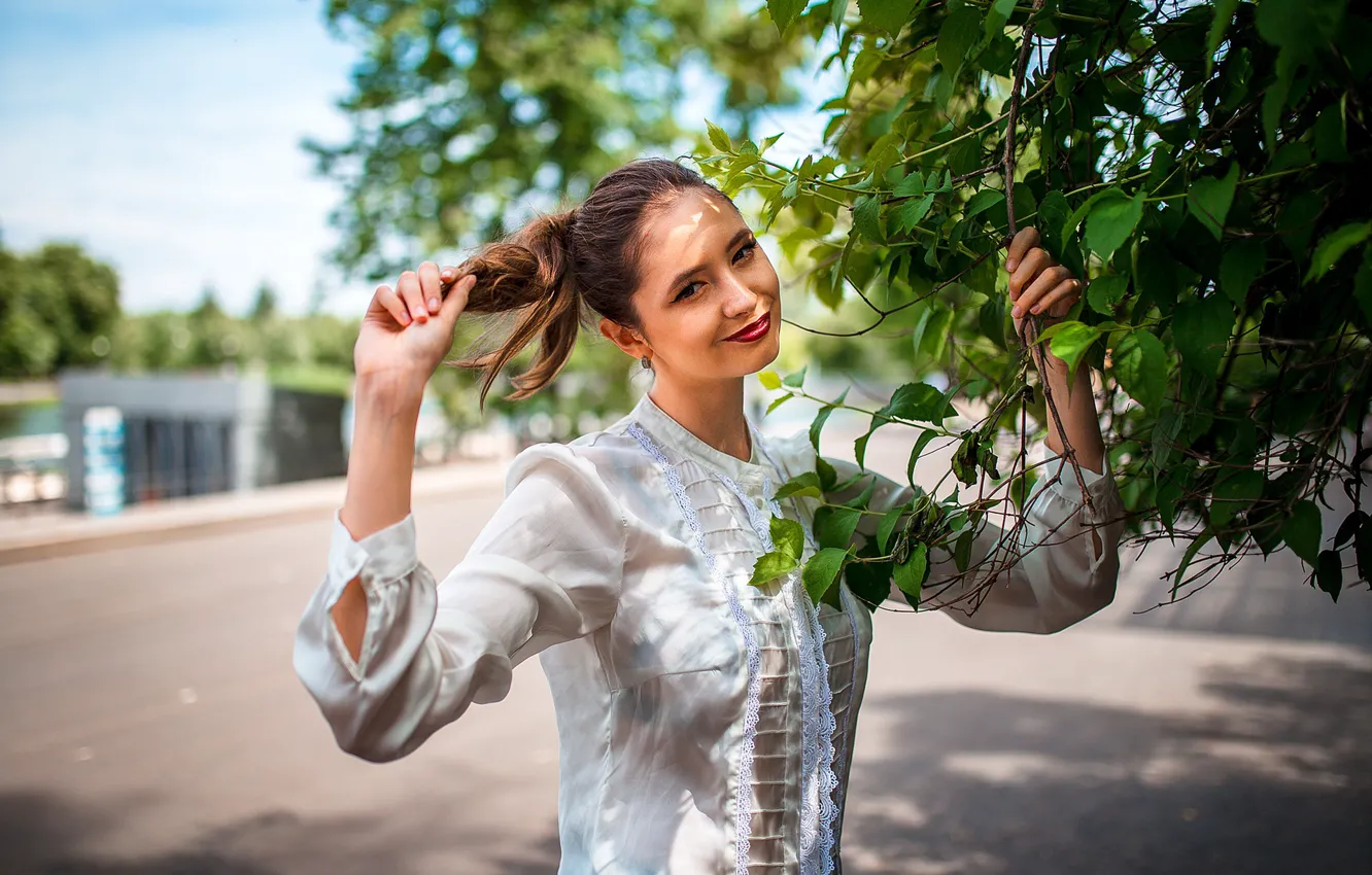 Фото обои улыбка, волосы, Девушка, Disha Shemetova, Александр Загородний