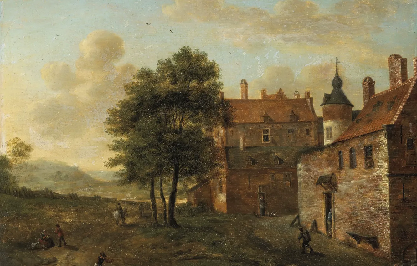 Фото обои пейзаж, картина, Ян ван дер Хейден, Загородный Дом
