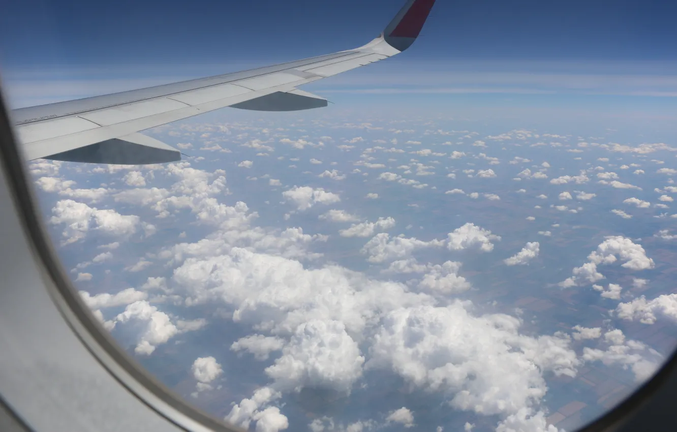 Фото обои небо, облака, самолет, высота, путешествие, Airbus-320