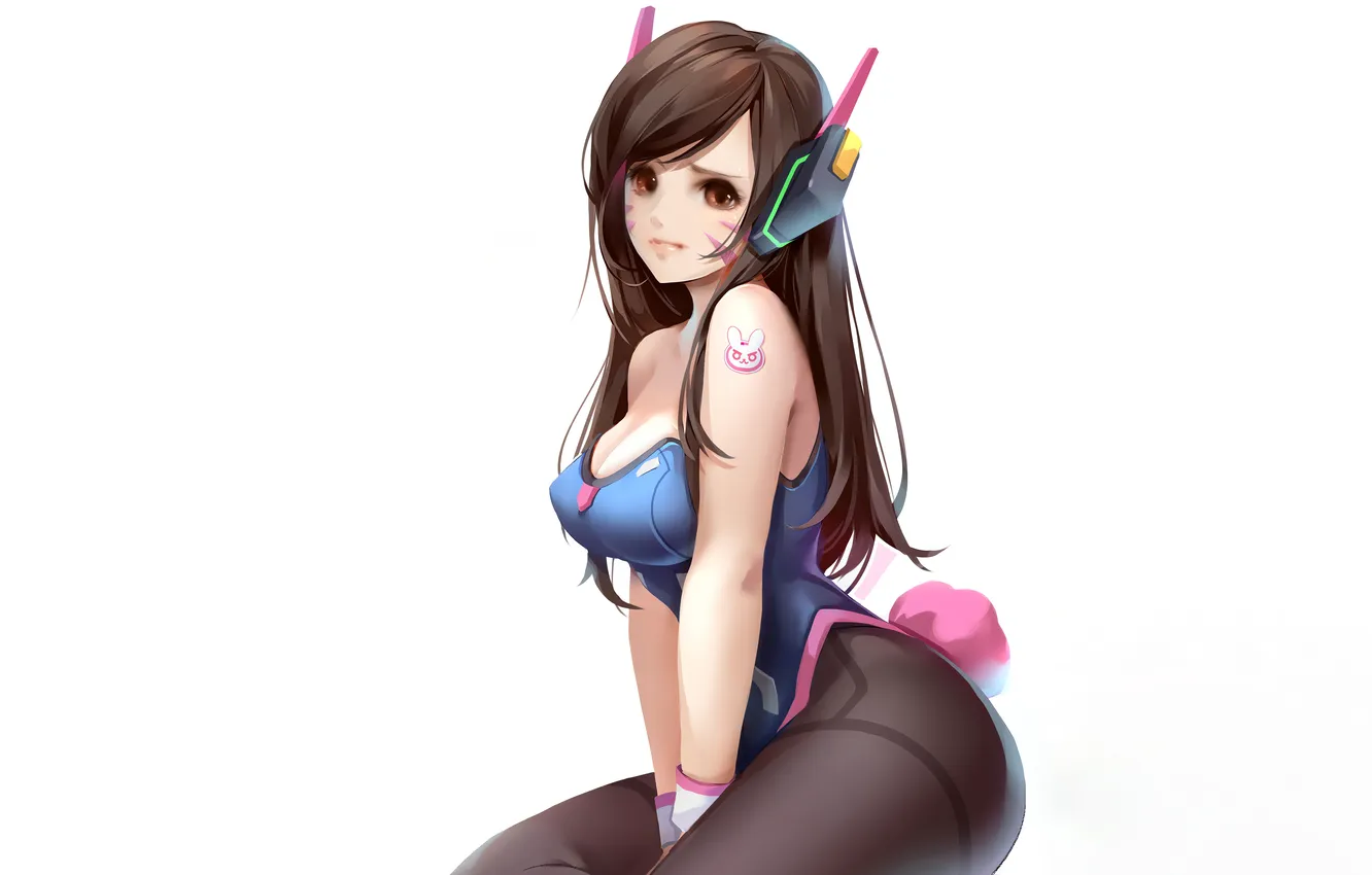 Фото обои girl, sexy, cleavage, long hair, brown hair, boobs, anime, beautiful