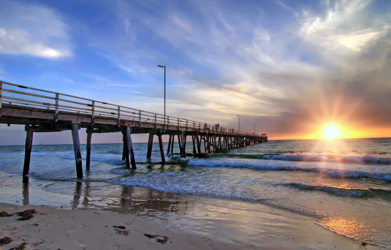 Фото обои море, пейзаж, мост, South Australia, Adelaide, Grange