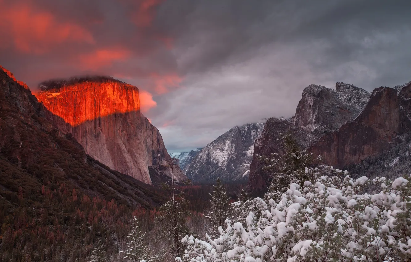 Фото обои Illumination, Yosemite National Park, El Capitan