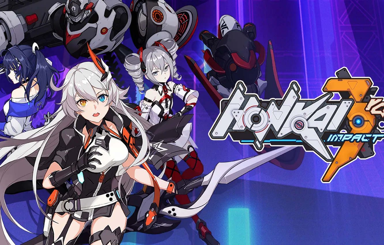 Фото обои Honkai Impact 3rd, Kiana Kaslana, Bronya Zaychik, Raiden Mei