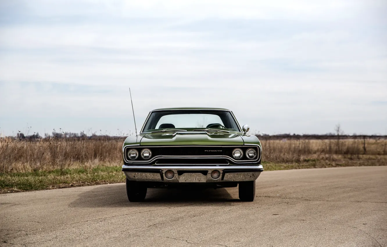 Фото обои 1970, Plymouth, front, Road Runner, Plymouth Road Runner 440+6 Hardtop Coupe