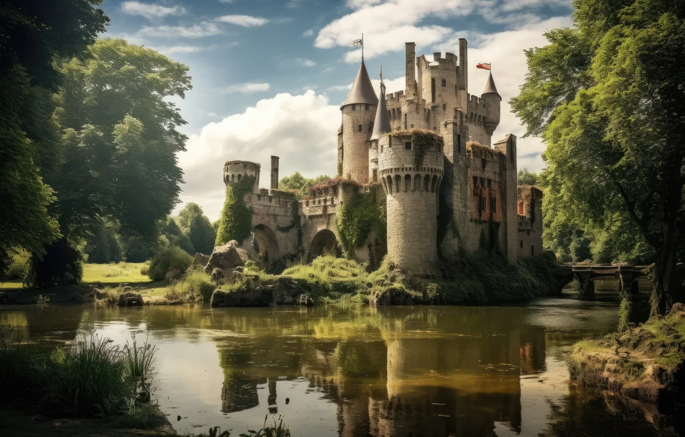 Фото обои пейзаж, замок, landscape, beautiful, старинный, castle, ancient