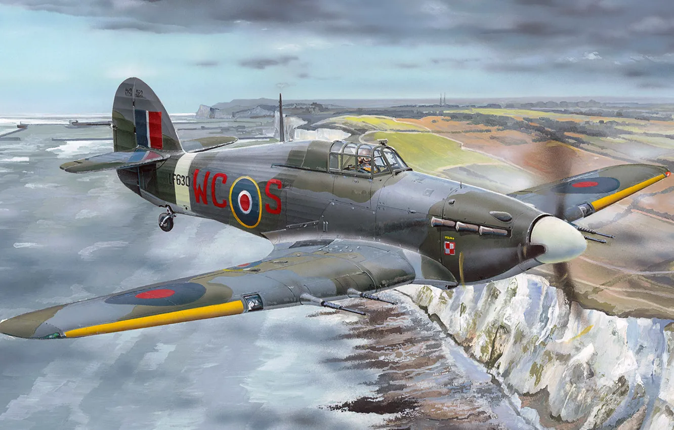 Фото обои рисунок, арт, британский одноместный истребитель, intruder, Hawker Hurricane Mk.IIc