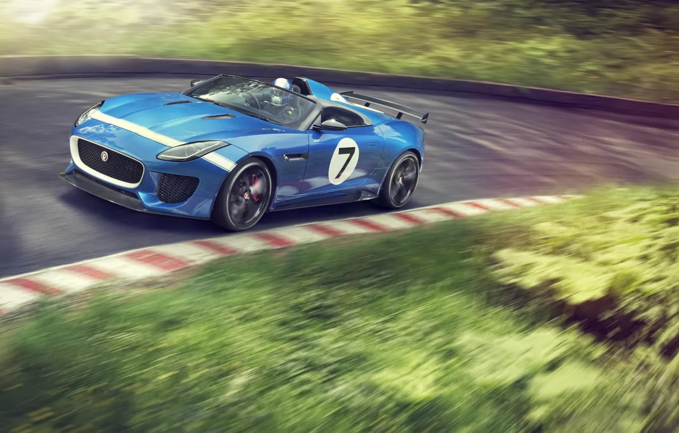 Фото обои Concept, синий, Jaguar, автомобиль, blue, Project 7