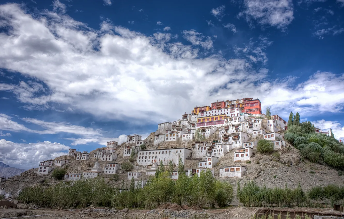 Фото обои Индия, буддизм, India, монастырь Тикси, Thikse Monastery