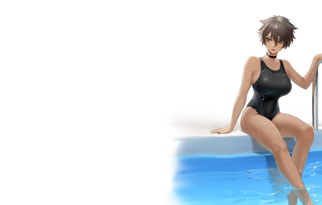 Фото обои kawaii, girl, hot, wet, pool, boobs, anime, water