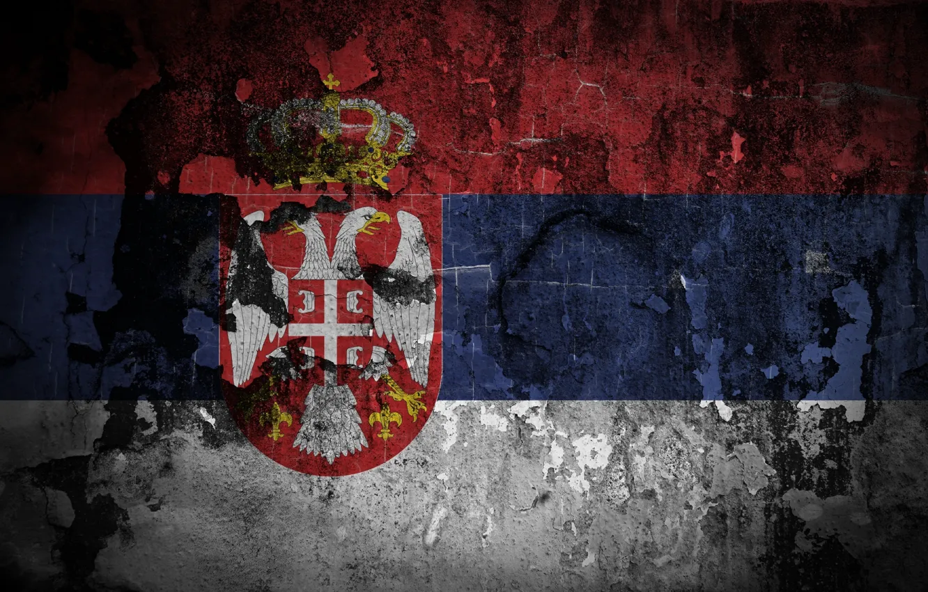 Фото обои Флаг, герб, Сербия