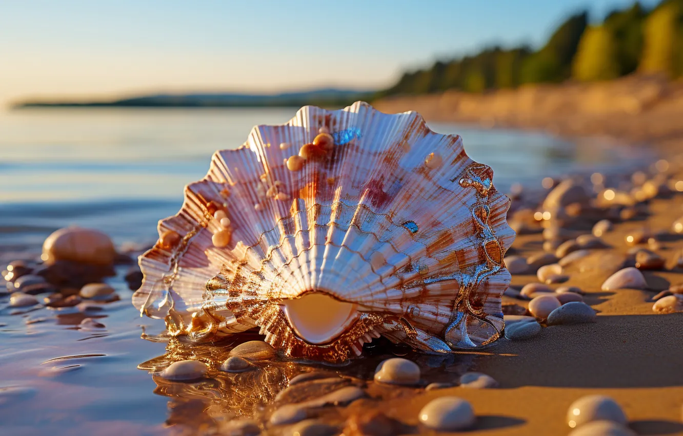 Фото обои море, пляж, океан, берег, ракушка, ракушки, морские ракушки, морская ракушка