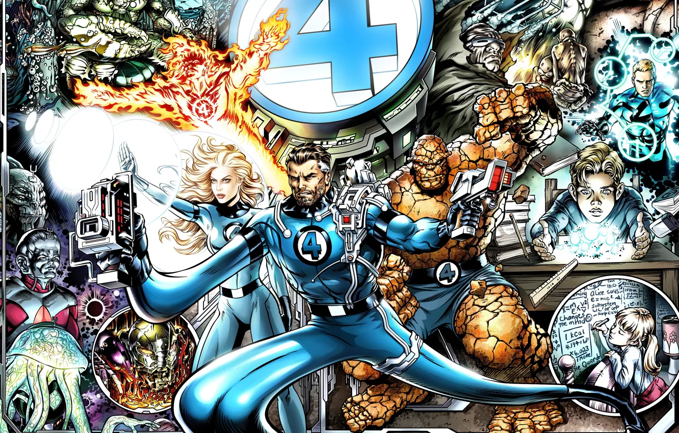 Фото обои Существо, Marvel, Ben Grimm, The Thing, Марвел, Мистер Фантастик, Fantastic Four, Невидимая Леди