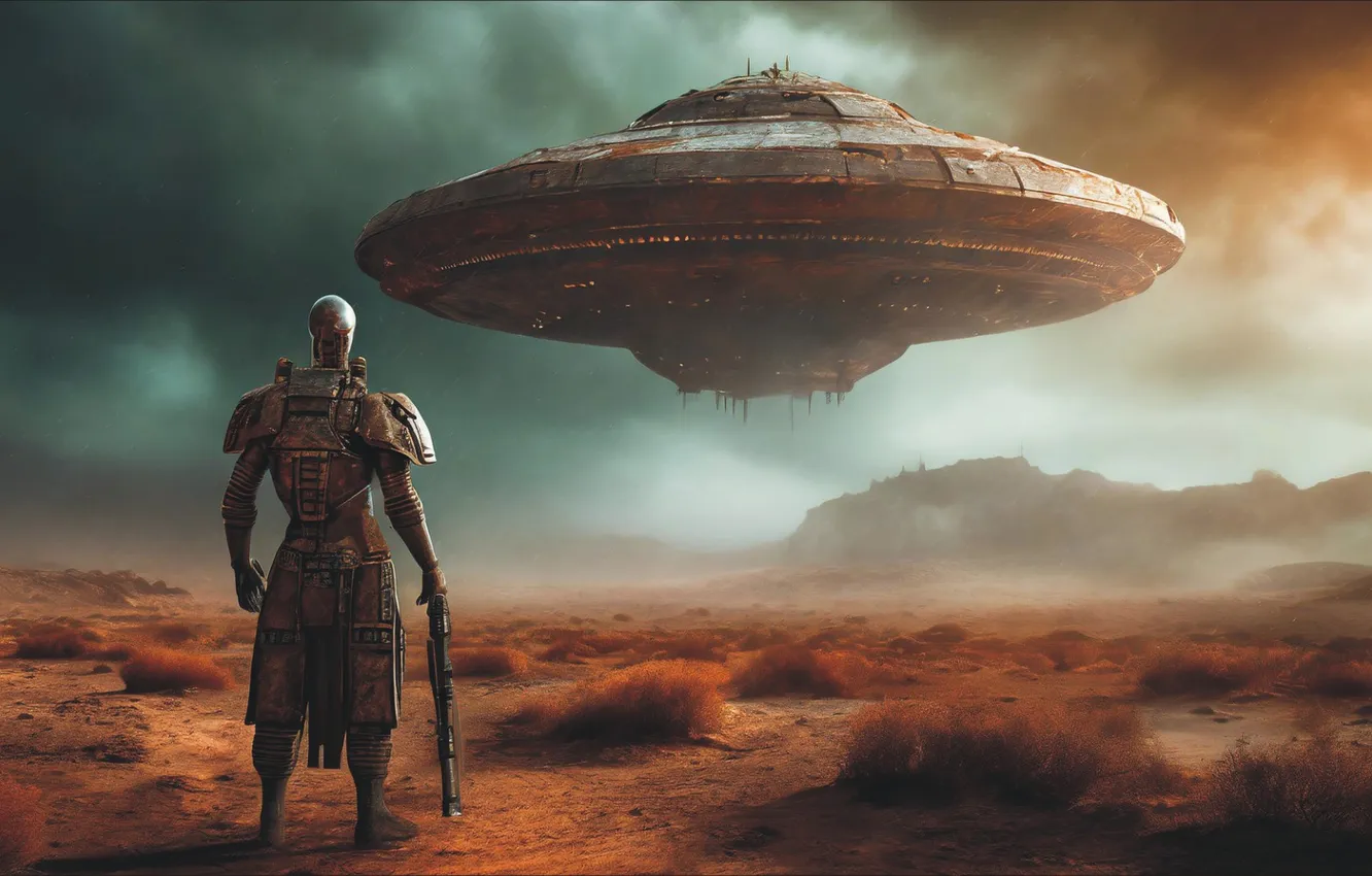 Фото обои ART, Alien, UFO, fantastic art, planet X