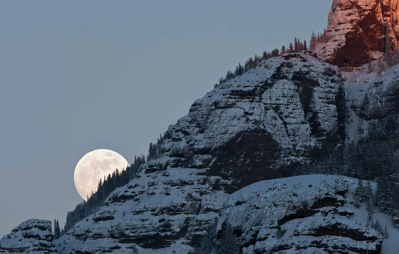 Фото обои горы, скала, Луна, США, Йеллоустонский национальный парк