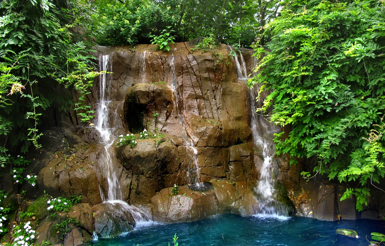 Фото обои Поток, Водопад, Камни, Миссури, USA, США, Сент-Луис, Nature