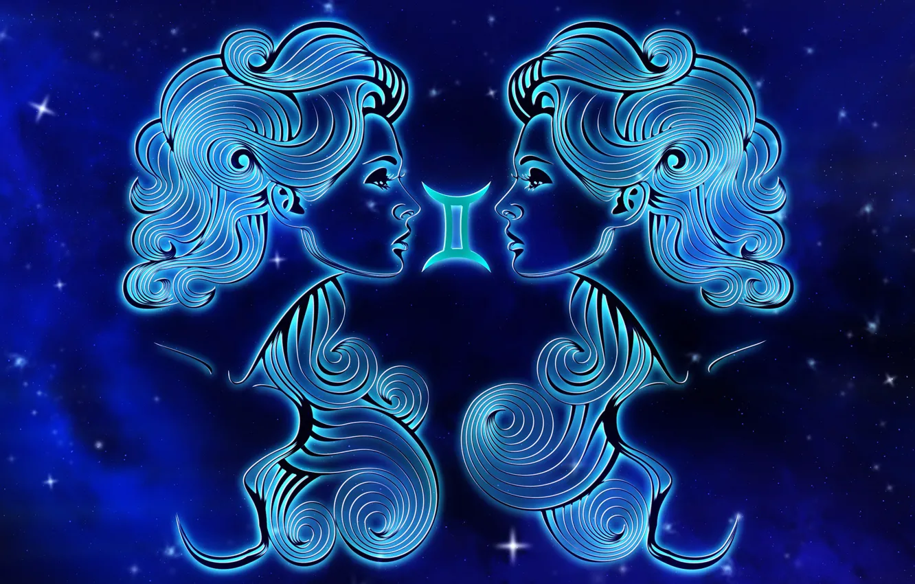 Фото обои космос, девушки, близнецы, знак зодиака