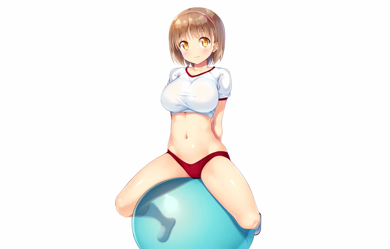 Фото обои girl, sexy, shorts, legs, boobs, anime, beautiful, short hair