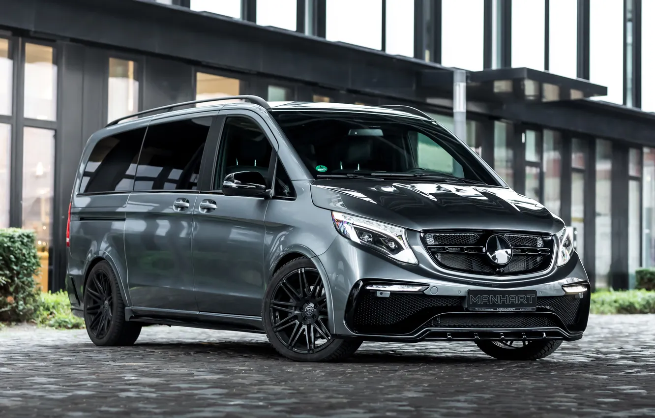 Фото обои Mercedes-Benz, Mercedes, Front, Grey, Wheels, Manhart, V-Class