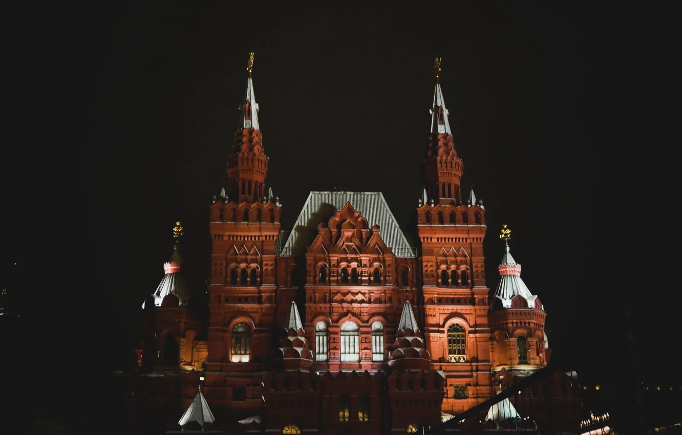 Фото обои снег, ночь, Москва, прогулка, Красная площадь
