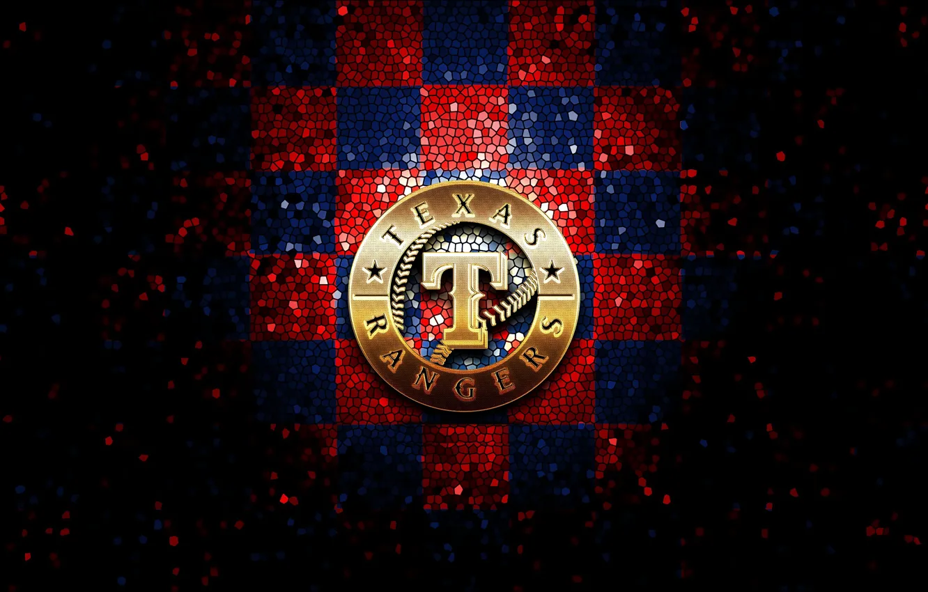 Фото обои wallpaper, sport, logo, baseball, glitter, checkered, MLB, Texas Rangers