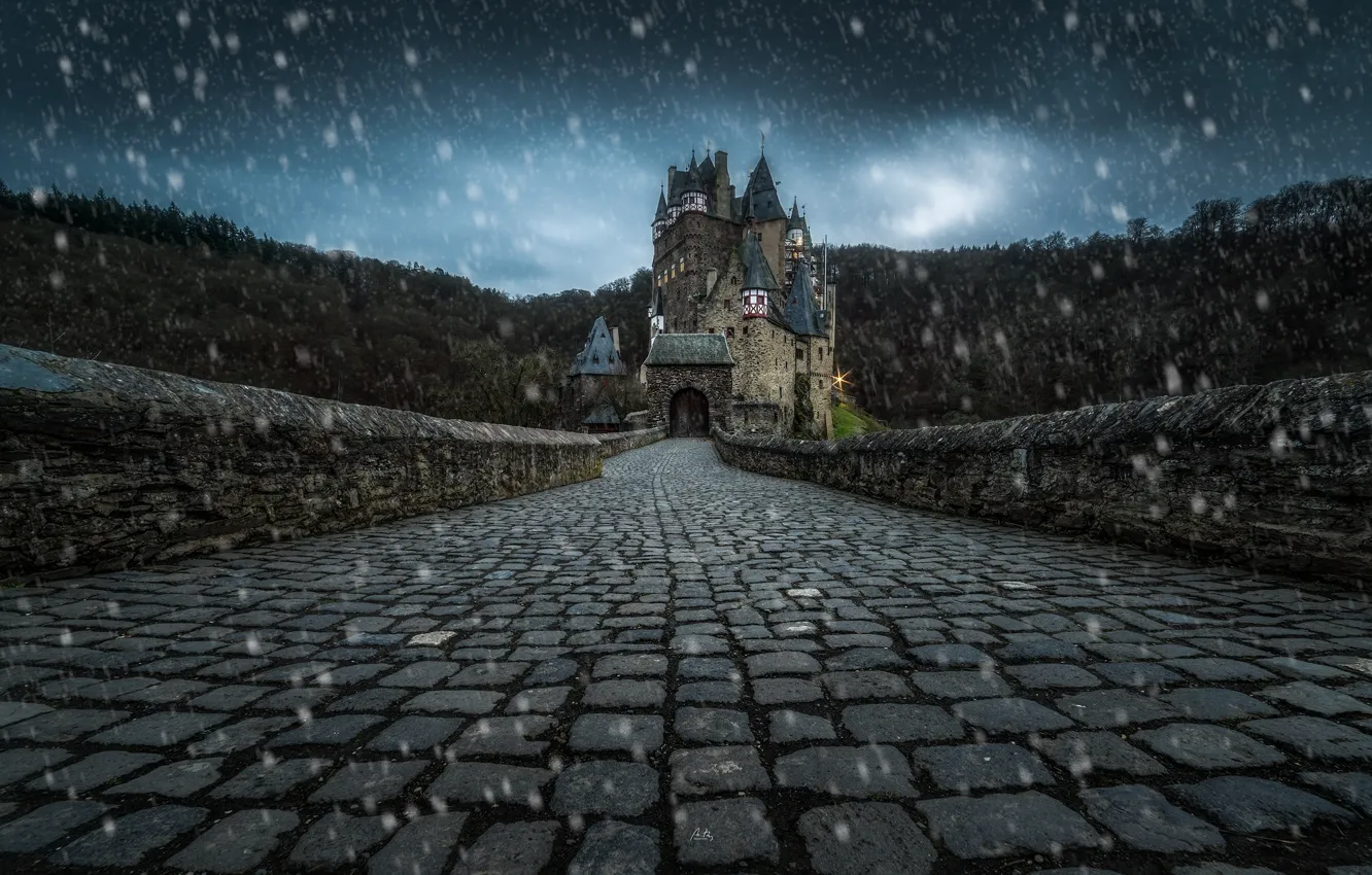 Фото обои зима, снег, germany, Burg Eltz