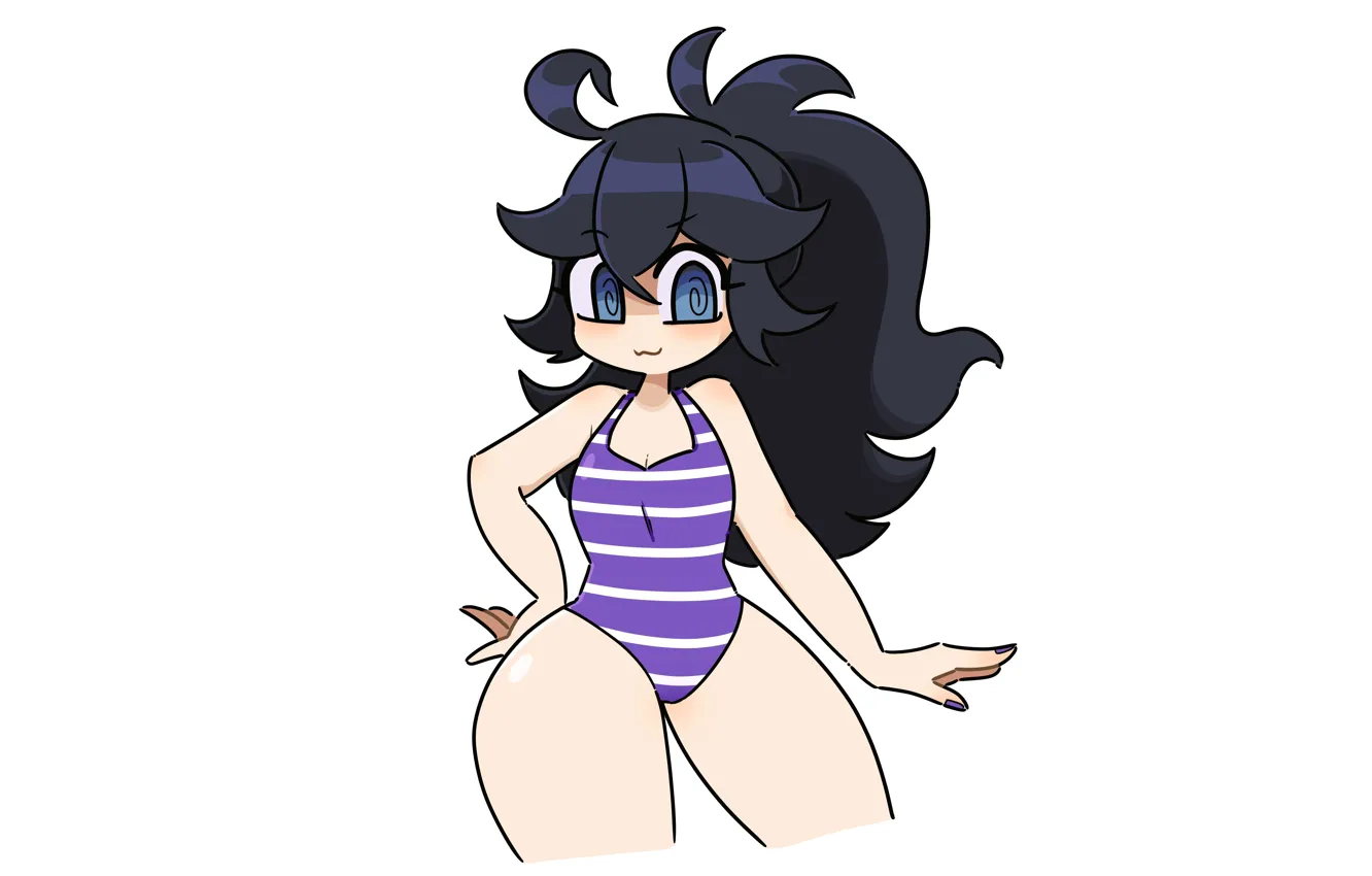 Фото обои girl, long hair, anime, blue eyes, beautiful, pretty, swimsuit, Pokemon