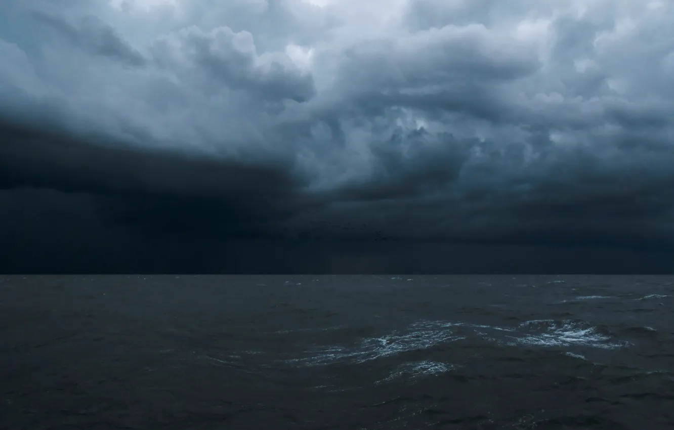 Фото обои волны, вода, тучи, шторм, Море