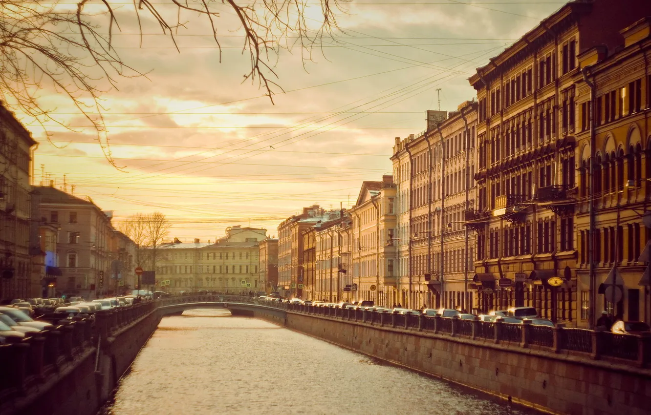 Фото обои осень, река, здания, дома, канал, Russia, питер, санкт-петербург